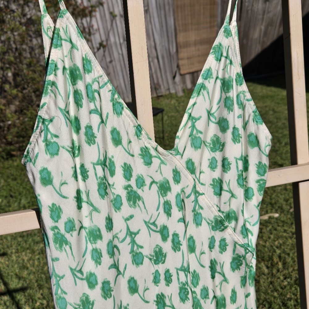 Zara Green Silky Slip Dress Maxi XS - Picture 5 of 11